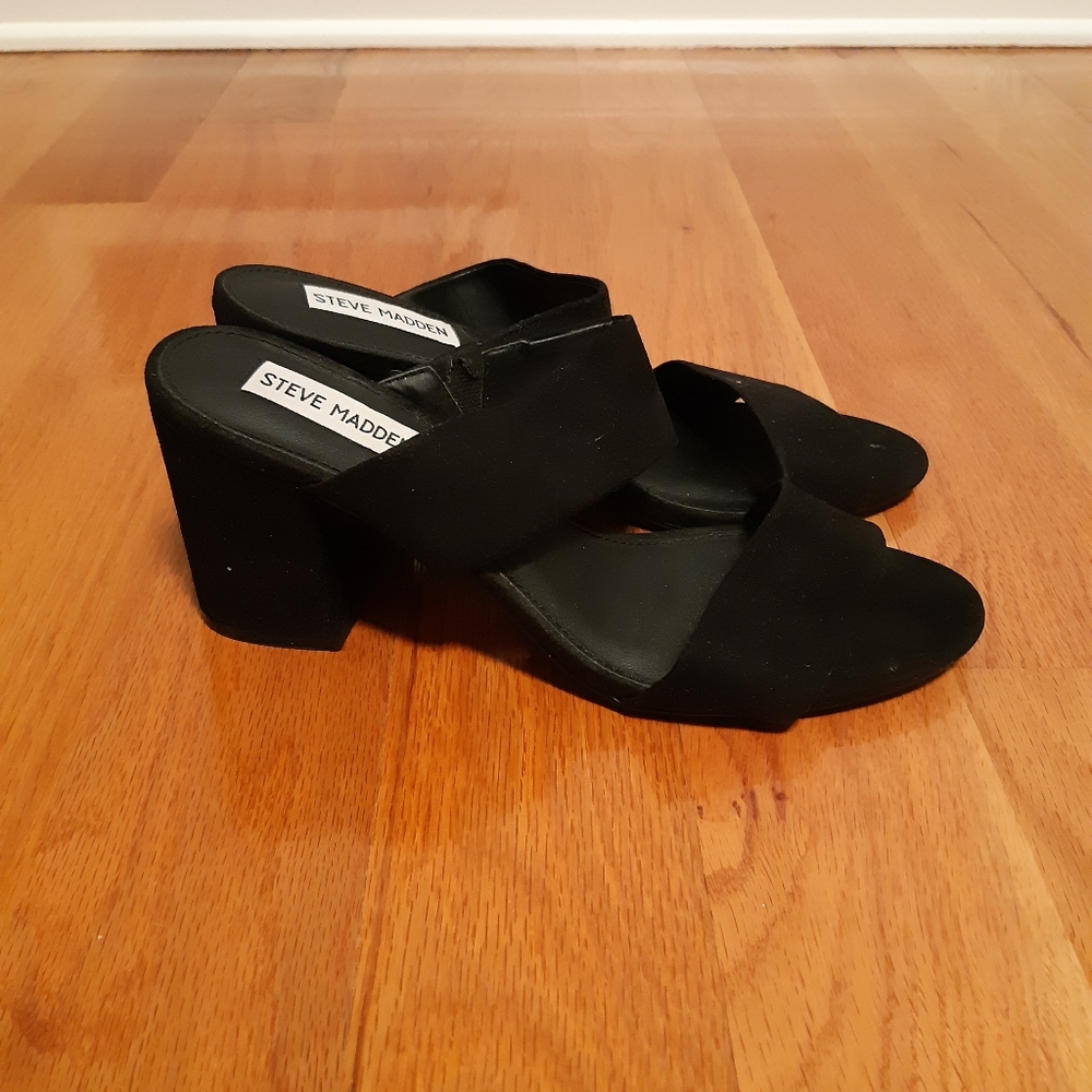 Steve Madden black suede heeled sandals